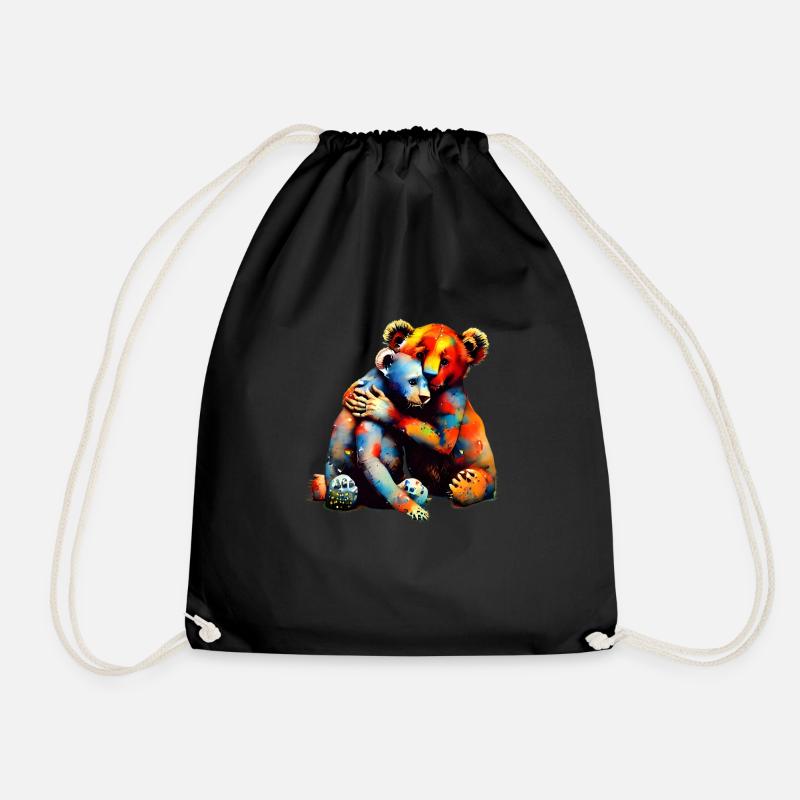 Teddy Bears Hugging - Drawstring Bag - black