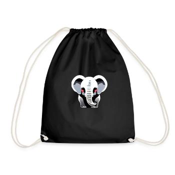 Little Elephant Cartoon Cute Adventure 10 - Drawstring Bag - black - Front