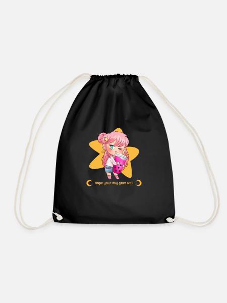 Hope your day goes well Anime/Manga - Drawstring Bag - black