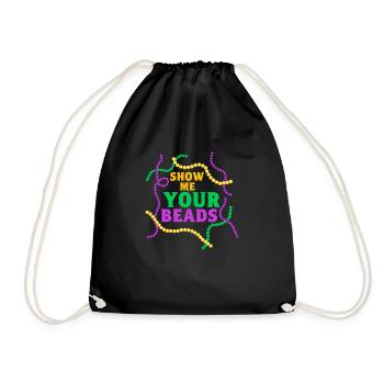 Show Me Your Beads Mardi Gras Party - Drawstring Bag - black - Front