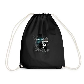 Lone hacker in a dystopian city - Drawstring Bag - black - Front