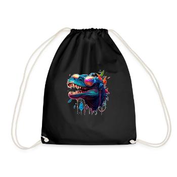 Crocodile dragon at party and celebration in colorful color - Drawstring Bag - black - Front