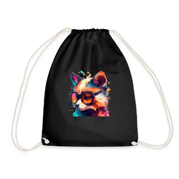Disco Fuchs in bright colors with sunglasses - Drawstring Bag - black - Front