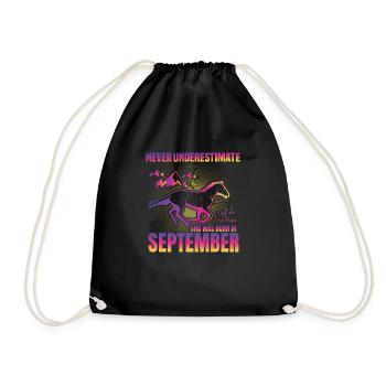 This girl loves horses | September - Drawstring Bag - black - Front