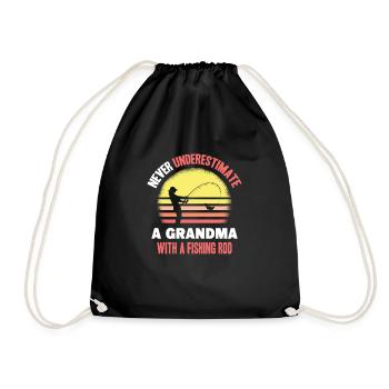 Never Underestimate A Grandma With A Fishing Rod - Drawstring Bag - black - Front