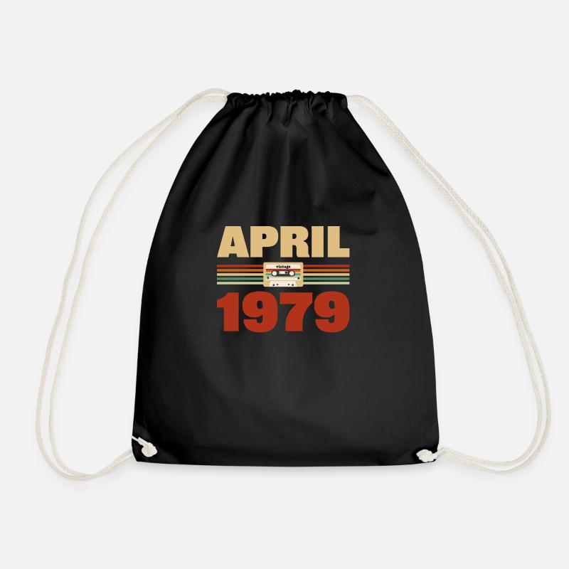 44th birthday April Born 1979 Gift idea - Drawstring Bag - black