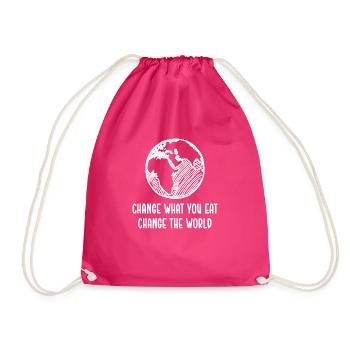 Vegan Geschenksidee für Veganer - Turnbeutel - Fuchsia - Vorne