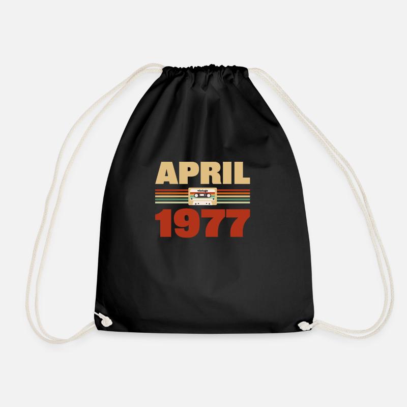 46th birthday April Born 1977 Gift idea - Drawstring Bag - black