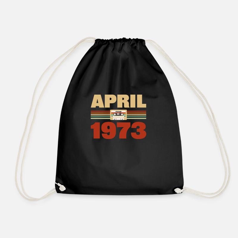 50th birthday April Born 1973 Gift idea - Drawstring Bag - black