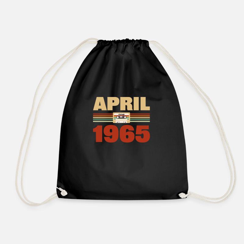 58th birthday April Born 1965 Gift idea - Drawstring Bag - black