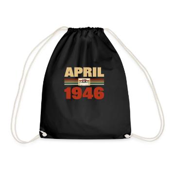 77. Geburtstag April Jahrgang 1946 Geschenkidee - Turnbeutel - Schwarz - Vorne