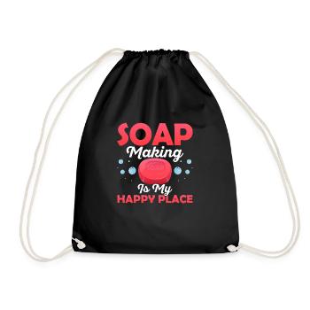 Soap Making Is My Happy Place Soapmaking Soapmaker - Drawstring Bag - black - Front