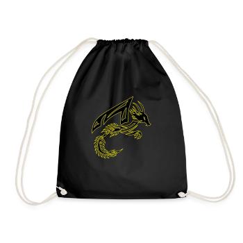 Tribal Black and Yellow Dragon - Drawstring Bag - black - Front