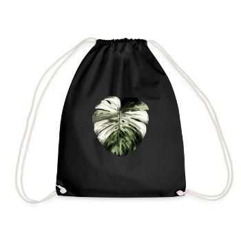 Monstera deliciosa albo variegata Fan - Turnbeutel - Schwarz - Vorne