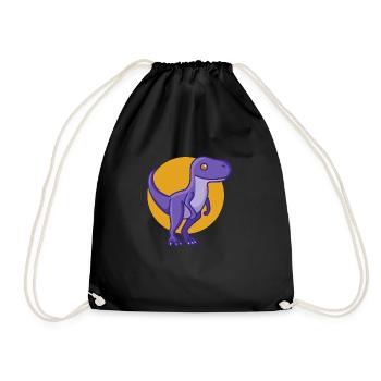 Cute Velociraptor, Dino, Dinosaur - Drawstring Bag - black - Front