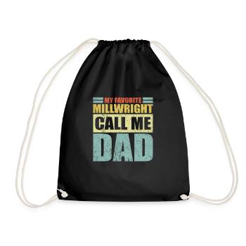 Vintage Mein Lieblingsmühlenbauer nennt mich Papa Vater - Turnbeutel - Schwarz - Vorne
