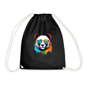 Cooli the bespectacled panda - Drawstring Bag - black - Front