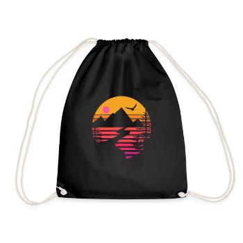 Mountains Outdoor Retro - Drawstring Bag - black - Front