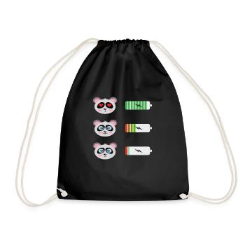 Panda Batterie Shirt - Turnbeutel - Schwarz - Vorne