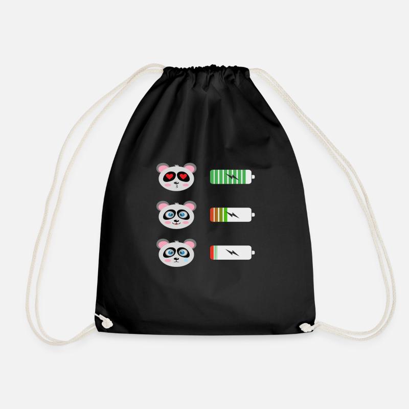 Panda Batterie Shirt - Turnbeutel - Schwarz