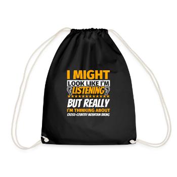 Cross-Country Mountain Bike Funny Gift - Drawstring Bag - black - Front