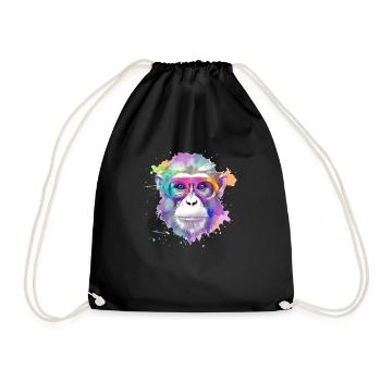 Koki the chimpanzee - Drawstring Bag - black - Front