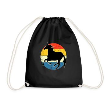 Vintage Retro Horse Sunset For Horse Lovers - Drawstring Bag - black - Front