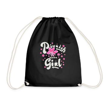 Pinkes Mädchen - Girls Spruch - Turnbeutel - Schwarz - Vorne