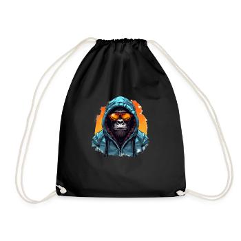 Streetstyle-Berggorilla | Gorilla-Liebhaber - Turnbeutel - Schwarz - Vorne