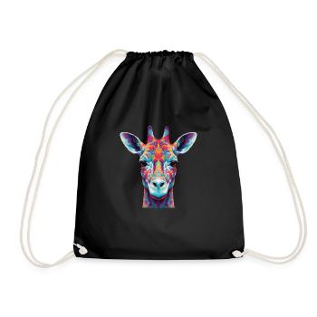 Girafe psychédélique - Sac de sport léger - noir - Devant