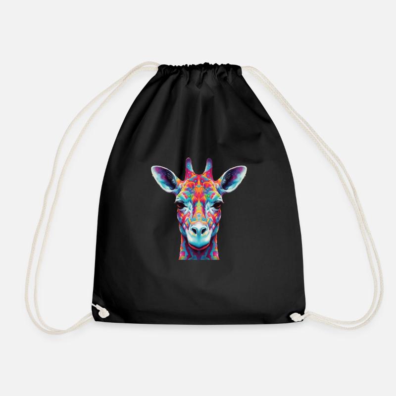 Psychedelic giraffe - Drawstring Bag - black