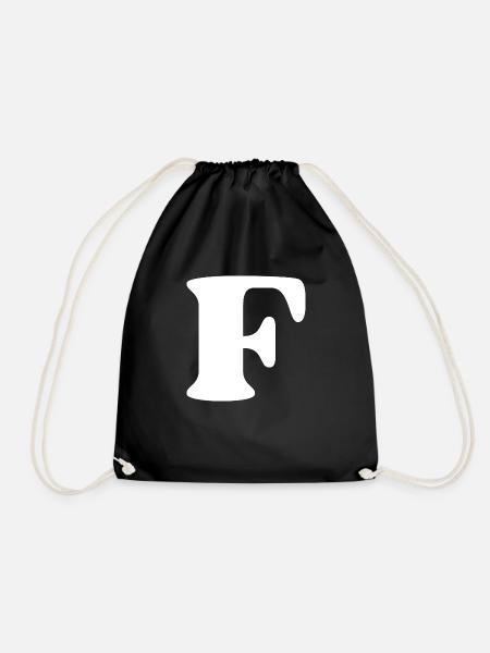 Letter f - Drawstring Bag - black