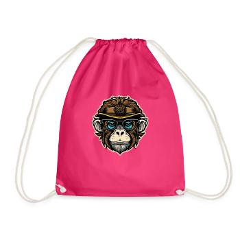 Cooler Hipster Affe mit Sonnenbrille - Turnbeutel - Fuchsia - Vorne