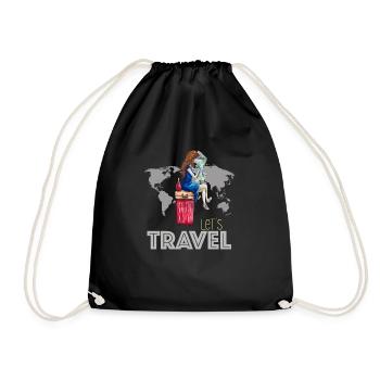 T-shirt Travel - Drawstring Bag - black - Front