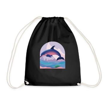 Skipping Dolphin (Dreamy Animals Collection) - Turnbeutel - Schwarz - Vorne