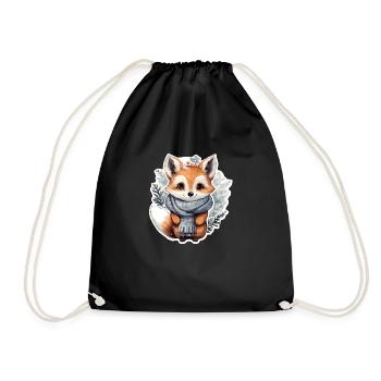 Winter Fox - Drawstring Bag - black - Front