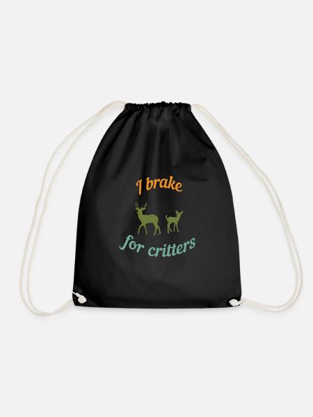 I brake for critters - Drawstring Bag - black