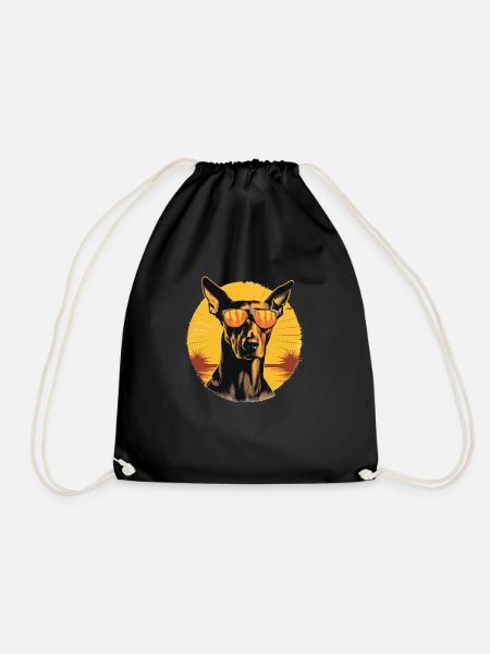 Doberman 2 - Drawstring Bag - black