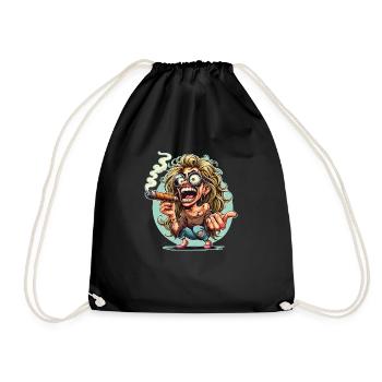 Crazy woman cigar - Drawstring Bag - black - Front