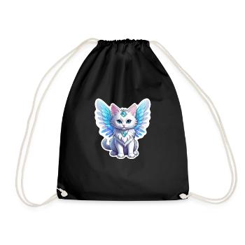 chat avec des ailes - Sac de sport léger - noir - Devant
