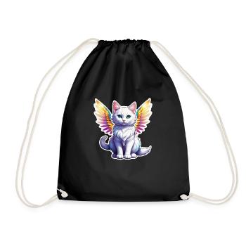 chat avec des ailes - Sac de sport léger - noir - Devant
