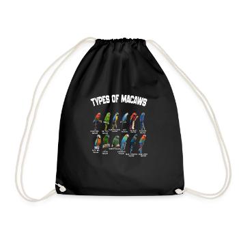 Types Of Macaws - Macaws Breeds List - Drawstring Bag - black - Front
