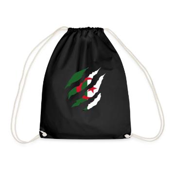 Algerian Flag - Algerian Gift Idea - Drawstring Bag - black - Front