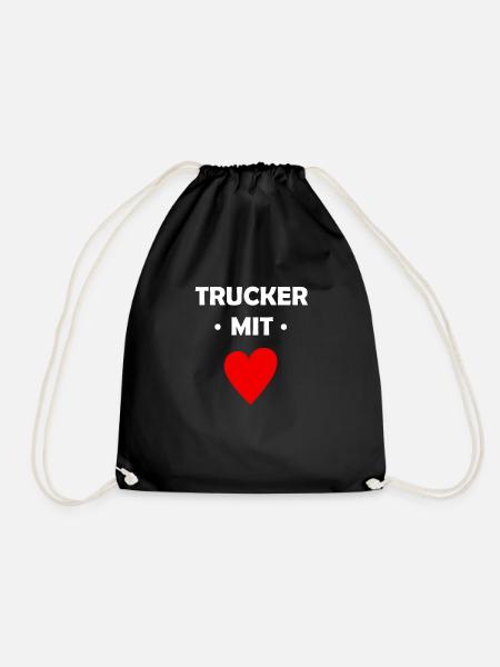 Trucker mit Herz - LKW - Berufskraftfahrer - Turnbeutel - Schwarz