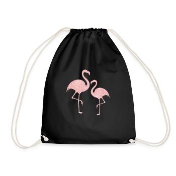 Flamingo rose glitter - Sac de sport léger - noir - Devant