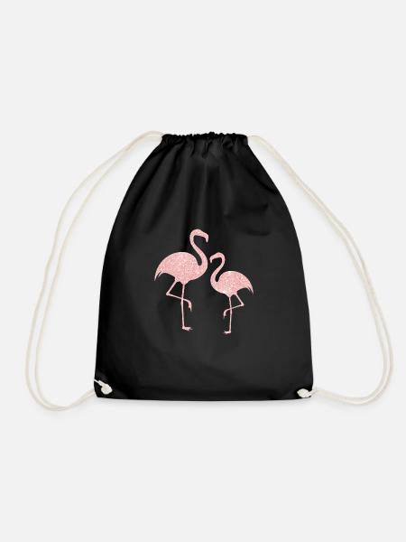 Glitzer Rosa Flamingo - Turnbeutel - Schwarz