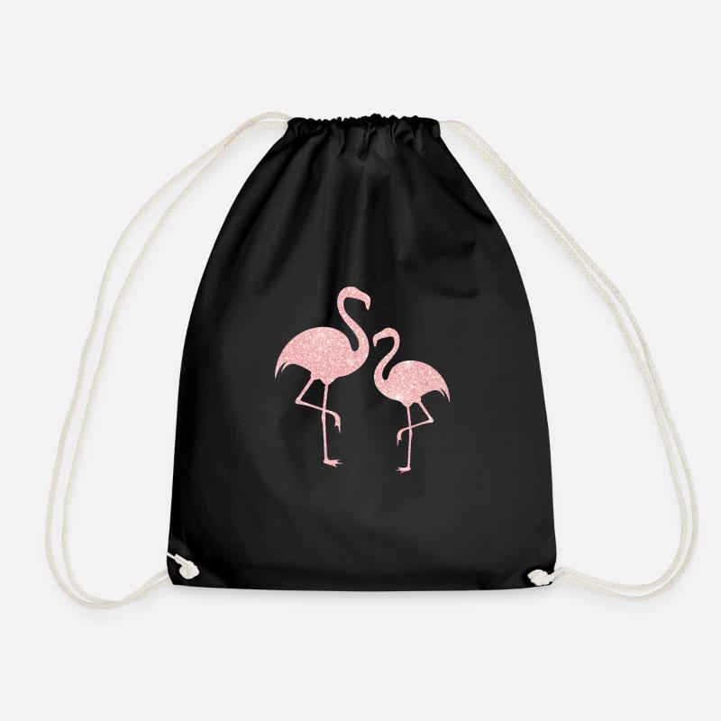 Glitzer Rosa Flamingo - Turnbeutel - Schwarz