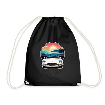 voiture vintage couché de soleil - Sac de sport léger - noir - Devant
