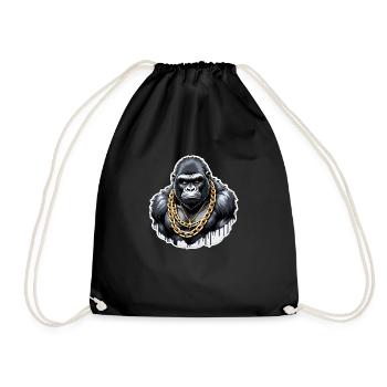 Gorilla mit Goldkette - Turnbeutel - Schwarz - Vorne