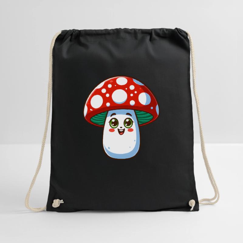 Funny cheerful toadstool Drawstring Bag